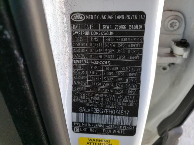 SALVP2BG7FH074817 Land Rover Range Rover Evoque Pure Plus