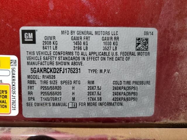 2015 BUICK ENCLAVE - 5GAKRCKD2FJ176231