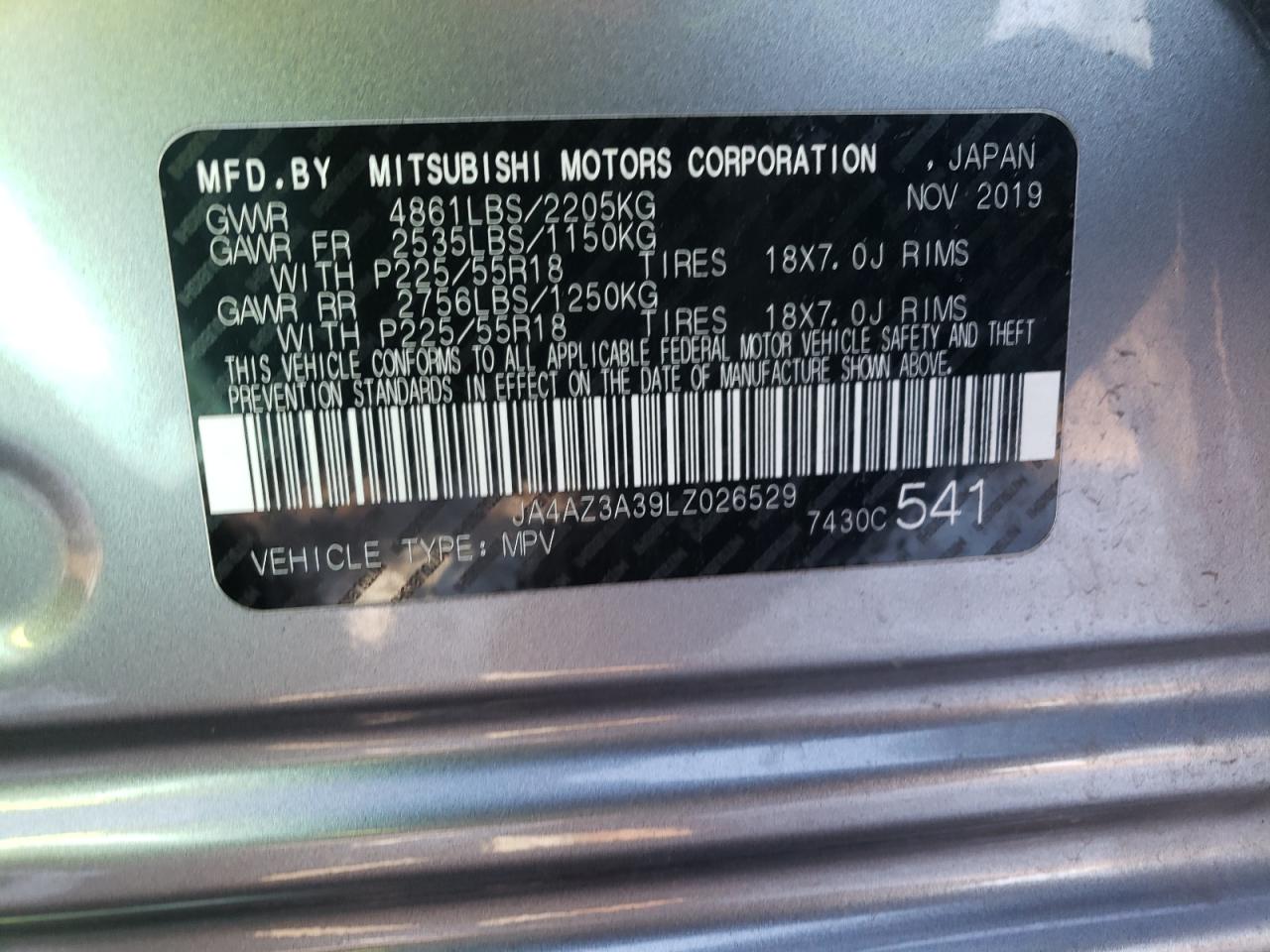 JA4AZ3A39LZ026529 2020 Mitsubishi Outlander Se