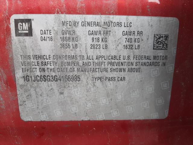 2016 CHEVROLET SONIC LT - 1G1JC6SG3G4166985