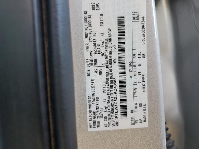 2018 FORD F150 SUPER 1FTEW1C5XJKD43583