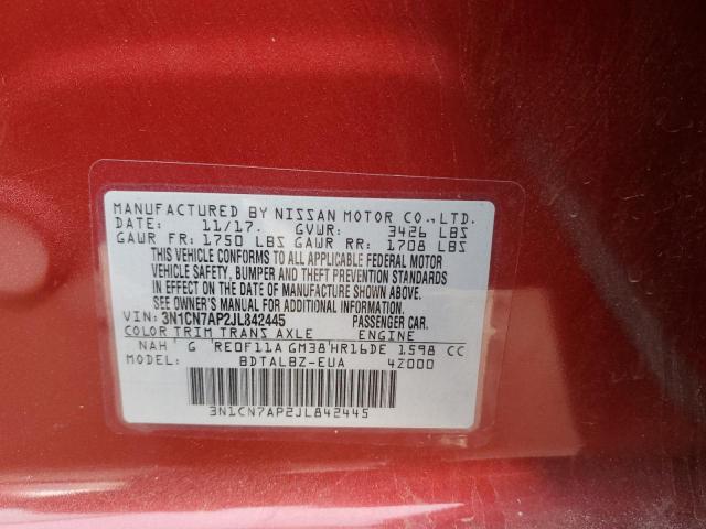 2018 NISSAN VERSA S 3N1CN7AP2JL842445