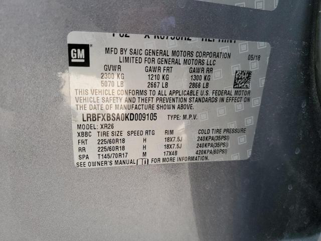 2019 BUICK ENVISION P - LRBFXBSA0KD009105