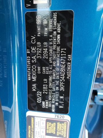 3KPF54AD8NE471171 KIA Forte Gt Line