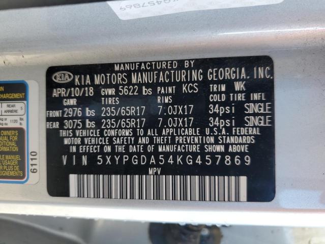 5XYPGDA54KG457869 KIA SORENTO LX