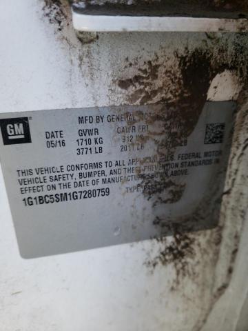2016 CHEVROLET CRUZE LS 1G1BC5SM1G7280759