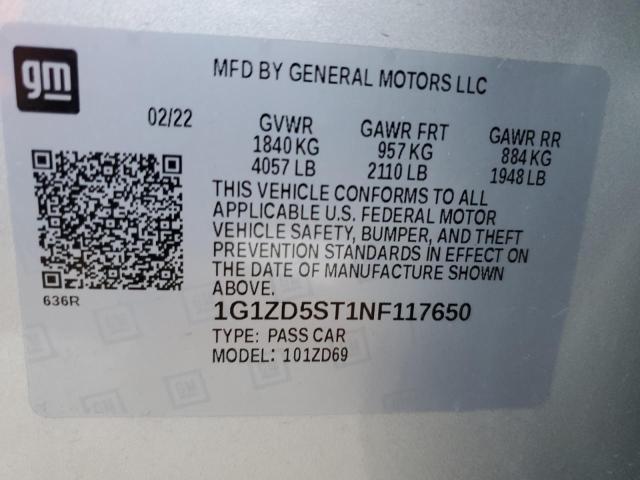 2022 CHEVROLET MALIBU LT 1G1ZD5ST1NF117650