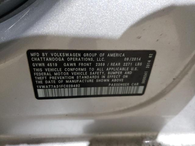 2015 VOLKSWAGEN PASSAT S - 1VWAT7A31FC029492