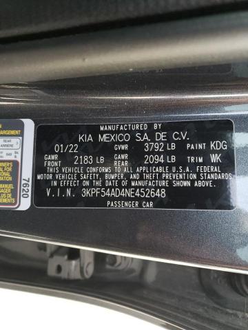 3KPF54AD4NE452648 KIA Forte Gt Line