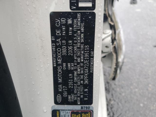 3KPFK4A72JE196118 KIA FORTE LX