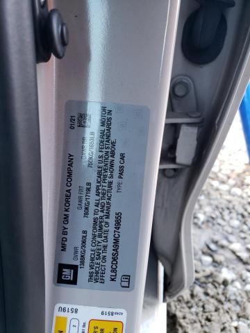 2021 CHEVROLET SPARK 1LT KL8CD6SA9MC749855