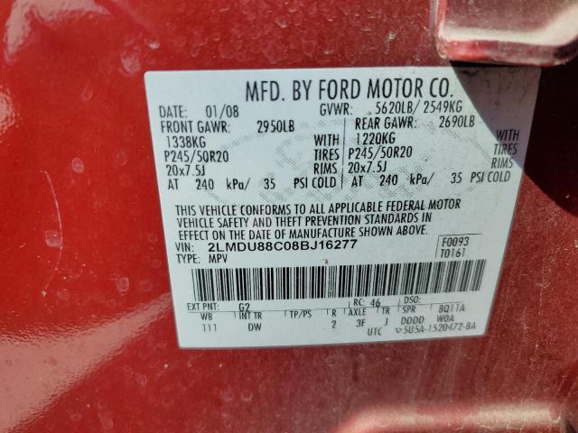 2LMDU88C08BJ16277 Lincoln MKX