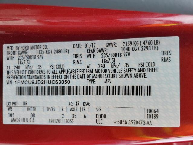 2017 FORD ESCAPE TIT - 1FMCU9JD2HUC63050