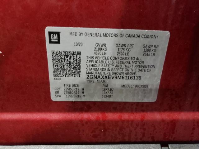 2021 CHEVROLET EQUINOX PR - 2GNAXXEV9M6116136