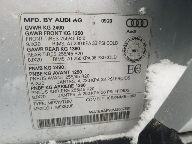 2021 AUDI Q5 PROGRES - WA1EAAFY0M2007881