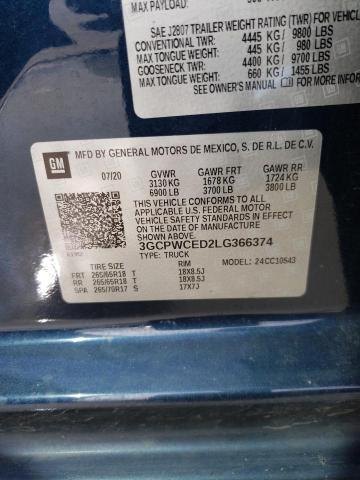 2020 CHEVROLET SILVERADO2 3GCPWCED2LG366374