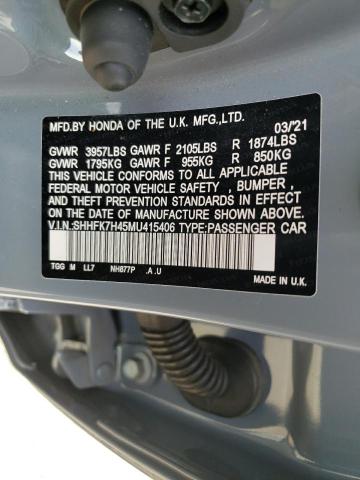 2021 HONDA CIVIC SPOR SHHFK7H45MU415406