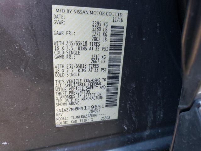 5N1AZ2MH9HN119651 Nissan MURANO S