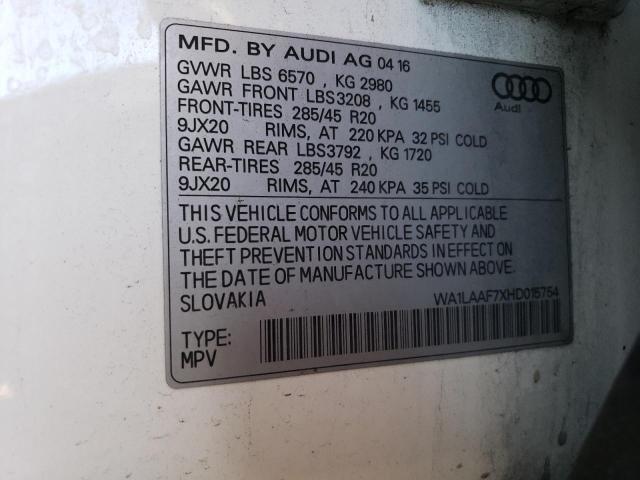 2017 AUDI Q7 PREMIUM - WA1LAAF7XHD015754