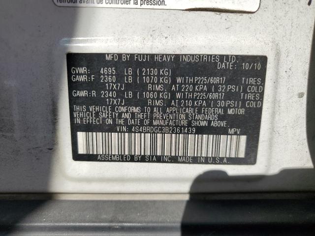 4S4BRDGC3B2361439 Subaru Outback 3.6r Premium