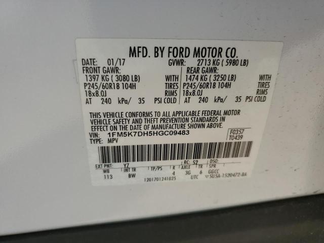 2017 FORD EXP XLT 1FM5K7DH5HGC09483