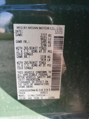 1N6ED1EK9NN638393 Nissan FRONTIER S