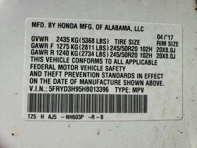 5FRYD3H95HB013396 Acura Mdx Advance