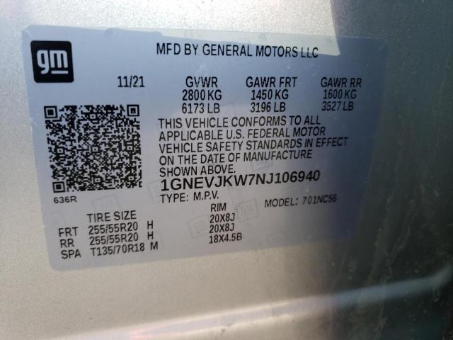 2022 CHEVROLET TRAVERSE R 1GNEVJKW7NJ106940