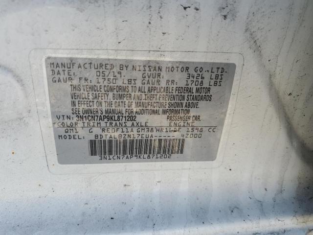 3N1CN7AP9KL871202 Nissan VERSA S