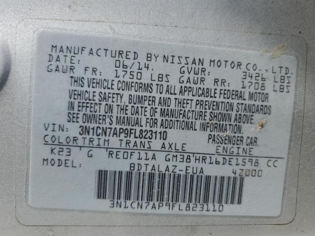 3N1CN7AP9FL823110 Nissan VERSA S