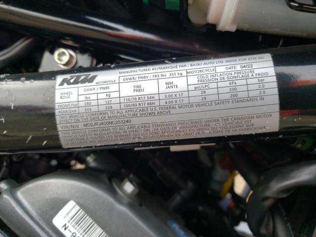 2022 KTM 390 DUKE - MD2JPJ400NC253240