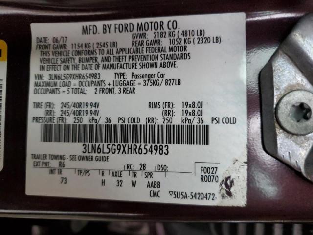2017 LINCOLN MKZ BLACK 3LN6L5G9XHR654983
