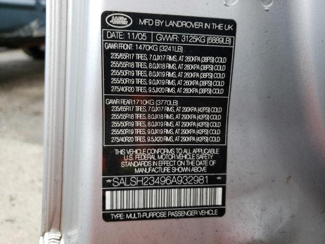 SALSH23496A932981 Land Rover Range Rover Sport Supercharged
