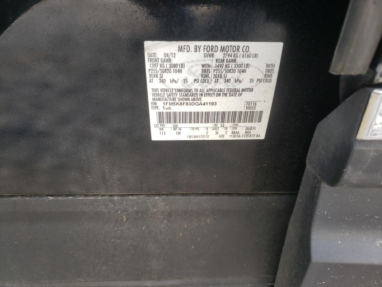 1FM5K8F83DGA41193 2013 Ford Explorer Limited