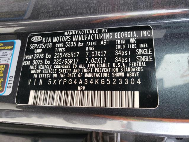 2019 KIA SORENTO L 5XYPG4A34KG523304