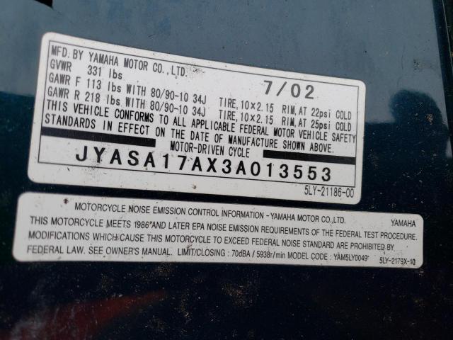 2003 YAMAHA YJ50 JYASA17AX3A013553