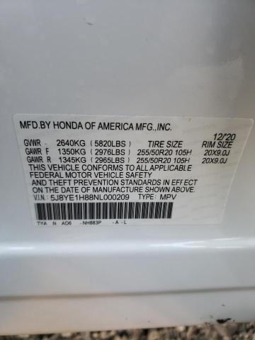 5J8YE1H88NL000209 Acura Mdx Advance