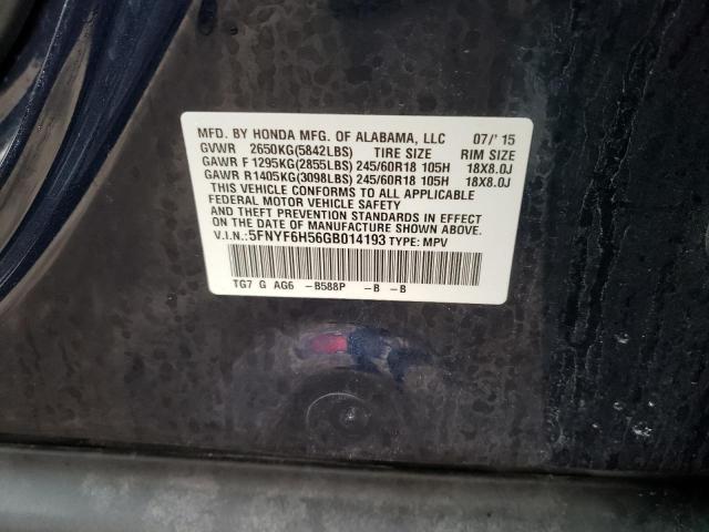 2016 HONDA PILOT EXL - 5FNYF6H56GB014193
