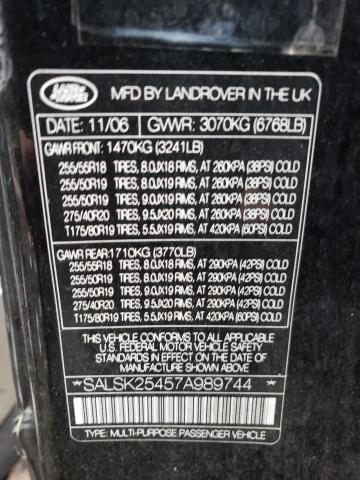 SALSK25457A989744 Land Rover Range Rover Sport Hse