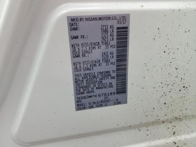 2017 NISSAN PATHFINDER - 5N1DR2MM7HC676189