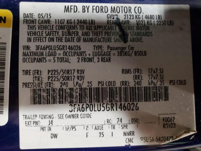 2016 FORD FUSION SE - 3FA6P0LU5GR146026