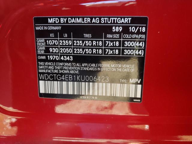 2019 MERCEDES-BENZ GLA 250 - WDCTG4EB1KU006423