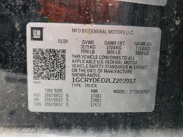 2020 CHEVROLET SILVERADO 1GCRYDED2LZ202017