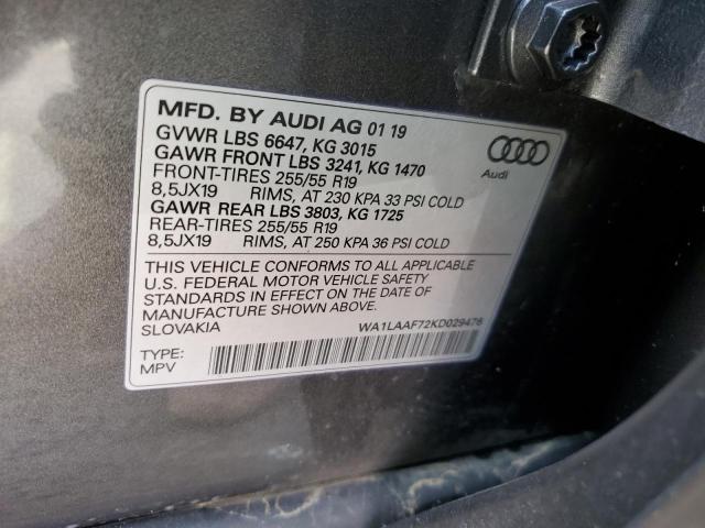 VIN WA1LAAF72KD029476 2019 Audi Q7, Premium Plus no.13