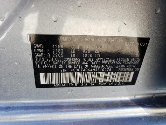 2022 SUBARU IMPREZA PR 4S3GTAD64N3710275