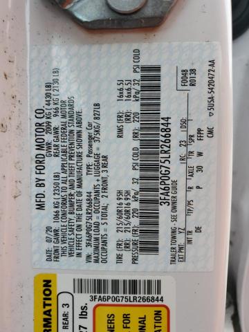 2020 FORD FUSION S - 3FA6P0G75LR266844