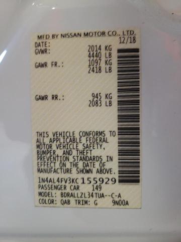 2019 NISSAN ALTIMA EDI 1N4AL4FV3KC155929