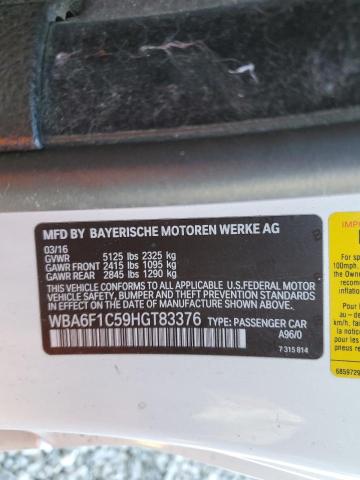 VIN WBA6F1C59HGT83376 2017 BMW 6 Series, 640 I no.12