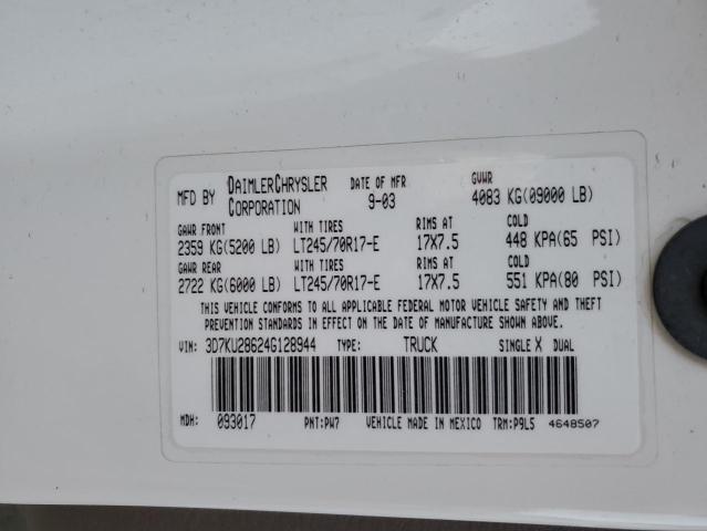 2004 DODGE RAM 2500 S - 3D7KU28624G128944