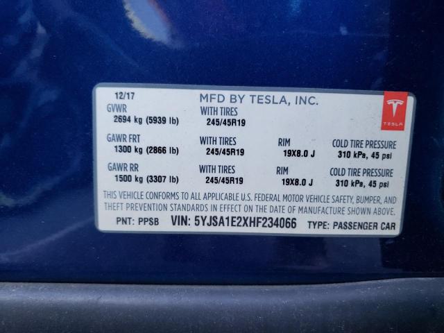 2017 TESLA MODEL S 5YJSA1E2XHF234066